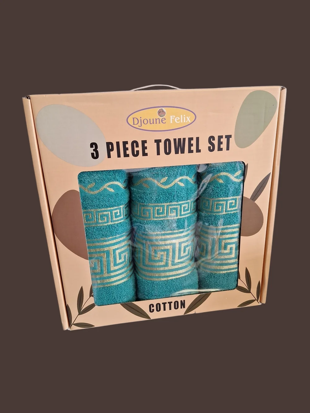 Teal Cotton 3-Piece Towel Set